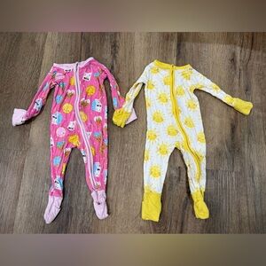 Little Sleepies Pink and Yellow Kids Footies